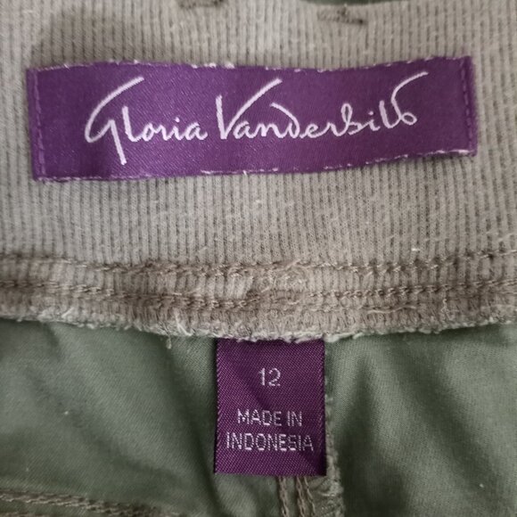 Gloria Vanderbilt Ribbed Cargo Capri Olive Moss Army Green Pants Womens 12 - Picture 6 of 8